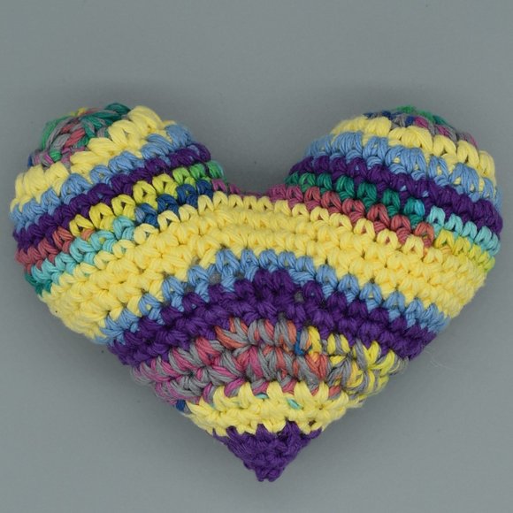 HANDCRAFTED Crochet Catnip Rainbow Striped Heart Easter Cat Toy - Picture 6 of 6